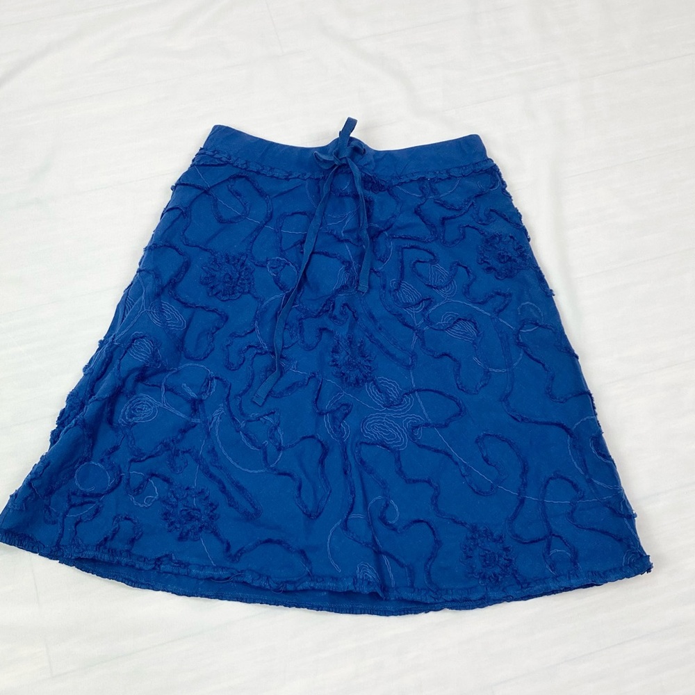 Max Studio Blue Knee Length A-Line Skirt With Comfort Waistband XS